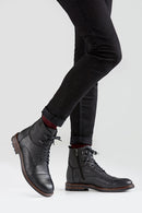 Men's Black Leather Zippered Boots | Derimod Men's Black Leather Zippered Boots | Derimod