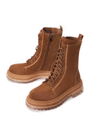 Women's Tan Suede Leather Boots | Derimod Women's Tan Suede Leather Boots | Derimod