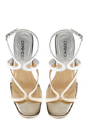 Woman Metallic Thin Heel Sandals with Gold Ankle Buckle | Derimod Woman Metallic Thin Heel Sandals with Gold Ankle Buckle | Derimod