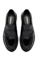 Kadın Siyah Rugan Deri Makosen Loafer | Derimod Kadın Siyah Rugan Deri Makosen Loafer | Derimod