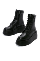 Women's Black Leather Platform Boots | Derimod Women's Black Leather Platform Boots | Derimod