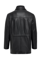 Nathan Men's Black Leather Coat | Derimod Nathan Men's Black Leather Coat | Derimod