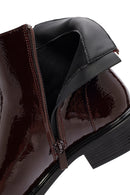 Women's Burgundy Zippered Patent Leather Boots | Derimod Women's Burgundy Zippered Patent Leather Boots | Derimod