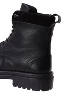 Men's Black Leather Zippered Flat Boots | Derimod Men's Black Leather Zippered Flat Boots | Derimod