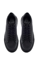 Erkek Siyah Bağcıklı Kalın Tabanlı Deri Sneaker | Derimod Erkek Siyah Bağcıklı Kalın Tabanlı Deri Sneaker | Derimod