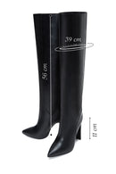 Women's Black Leather Heeled Boots | Derimod Women's Black Leather Heeled Boots | Derimod