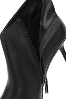 Women's Black Zippered Thin Heeled Leather Boots | Derimod Women's Black Zippered Thin Heeled Leather Boots | Derimod