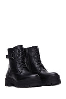 Women's Black Leather Thick Soled Boots | Derimod Women's Black Leather Thick Soled Boots | Derimod