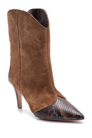 Women's Snake Detailed Heeled Leather Boots | Derimod Women's Snake Detailed Heeled Leather Boots | Derimod