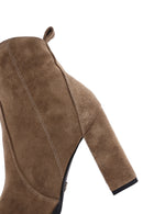Women's Brown Suede Leather Heeled Boots | Derimod Women's Brown Suede Leather Heeled Boots | Derimod