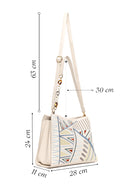 Woman Cream Long-Strap Printed Shoulder Bag | Derimod Woman Cream Long-Strap Printed Shoulder Bag | Derimod