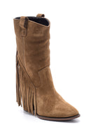 Women's Suede Leather Tasseled Boots | Derimod Women's Suede Leather Tasseled Boots | Derimod