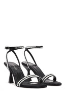 Women's Black Ankle Buckle Stoned Thin Heel Sandals | Derimod Women's Black Ankle Buckle Stoned Thin Heel Sandals | Derimod