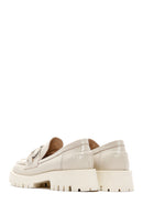 Women's Beige Leather Buckle Loafer | Derimod Women's Beige Leather Buckle Loafer | Derimod