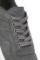 Erkek Gri Bağcıklı Deri Sneaker | Derimod Erkek Gri Bağcıklı Deri Sneaker | Derimod
