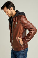Lebron Men's Leather Jacket | Derimod Lebron Men's Leather Jacket | Derimod
