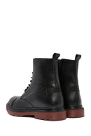 Men's Black Zippered Lace-Up Leather Combat Boots | Derimod Men's Black Zippered Lace-Up Leather Combat Boots | Derimod