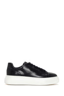 Erkek Siyah Bağcıklı Kalın Tabanlı Deri Sneaker | Derimod Erkek Siyah Bağcıklı Kalın Tabanlı Deri Sneaker | Derimod