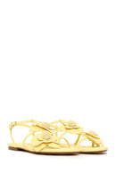 Woman Yellow Ankle-Buckle Floral Sandal | Derimod Woman Yellow Ankle-Buckle Floral Sandal | Derimod