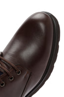 Men's Brown Lace-Up Zipper Detailed Leather Casual Boots | Derimod Men's Brown Lace-Up Zipper Detailed Leather Casual Boots | Derimod