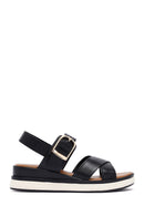 Women's Black Ankle Buckle Thick Soled Leather Sandals | Derimod Women's Black Ankle Buckle Thick Soled Leather Sandals | Derimod