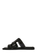 Women's Black Leather Slippers | Derimod Women's Black Leather Slippers | Derimod