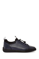 Men's Navy Blue Lace-Up Leather Sneaker | Derimod Men's Navy Blue Lace-Up Leather Sneaker | Derimod