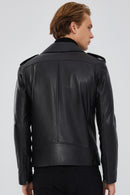 Carter Erkek Siyah Biker Deri Mont | Derimod Carter Erkek Siyah Biker Deri Mont | Derimod
