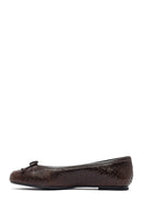 Woman Brown Patterned Leather Babet | Derimod Woman Brown Patterned Leather Babet | Derimod
