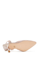 Women's Gold Stone Open Back Thin Heeled Shoes | Derimod Women's Gold Stone Open Back Thin Heeled Shoes | Derimod