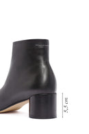 Women's Black Zippered Thick Heeled Leather Boots | Derimod Women's Black Zippered Thick Heeled Leather Boots | Derimod