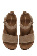 Women's Brown Strappy Thick Soled Suede Leather Sandals | Derimod Women's Brown Strappy Thick Soled Suede Leather Sandals | Derimod