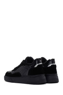 Kadın Siyah Kalın Tabanlı Kürklü Deri Sneaker | Derimod Kadın Siyah Kalın Tabanlı Kürklü Deri Sneaker | Derimod