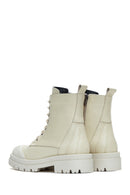 Women's Beige Leather Zippered Boots | Derimod Women's Beige Leather Zippered Boots | Derimod