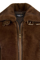 Sevilla Woman Brown Notched Collar Teddy Coats | Derimod Sevilla Woman Brown Notched Collar Teddy Coats | Derimod