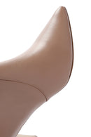 Women's Camel Zippered Thin Heeled Leather Boots | Derimod Women's Camel Zippered Thin Heeled Leather Boots | Derimod