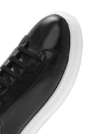 Men's Black Lace-up Thick-Sole Leather Sneaker | Derimod Men's Black Lace-up Thick-Sole Leather Sneaker | Derimod