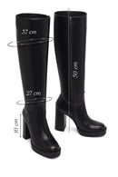 Woman Black Zippered High Heels Leather Boot | Derimod Woman Black Zippered High Heels Leather Boot | Derimod