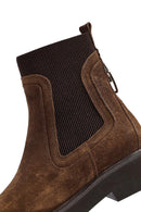 Woman Tan Suede Leather Chelsea Bot | Derimod Woman Tan Suede Leather Chelsea Bot | Derimod