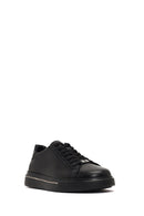 Men's Black Lace-Up Thick-Soled Leather Sneaker | Derimod Men's Black Lace-Up Thick-Soled Leather Sneaker | Derimod