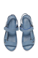 Women's Blue Leather Comfort Sandals | Derimod Women's Blue Leather Comfort Sandals | Derimod