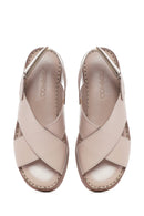 Women's Mink Strapped Thick Soled Leather Comfort Sandals | Derimod Women's Mink Strapped Thick Soled Leather Comfort Sandals | Derimod