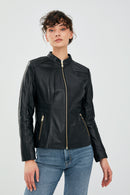 Lydia Women's Black Regular Short Leather Jacket | Derimod Lydia Women's Black Regular Short Leather Jacket | Derimod