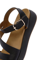 Women's Black Ankle Strap Thick-Sole Leather Sandals | Derimod Women's Black Ankle Strap Thick-Sole Leather Sandals | Derimod