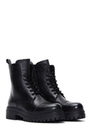Women's Black Leather Lace-Up Boots | Derimod Women's Black Leather Lace-Up Boots | Derimod