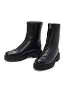 Woman Black Front Zipper Leather Boat | Derimod Woman Black Front Zipper Leather Boat | Derimod