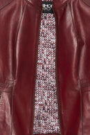 Lydia Women's Red Regular Short Leather Jacket | Derimod Lydia Women's Red Regular Short Leather Jacket | Derimod