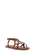 Women's Brown Buckle Thong Leather Bodrum Sandals | Derimod Women's Brown Buckle Thong Leather Bodrum Sandals | Derimod
