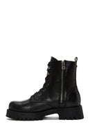 Women's Leather Flat Boots | Derimod Women's Leather Flat Boots | Derimod