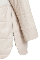 Atlanta Women's Beige Hooded Teddy Leather Jacket | Derimod Atlanta Women's Beige Hooded Teddy Leather Jacket | Derimod
